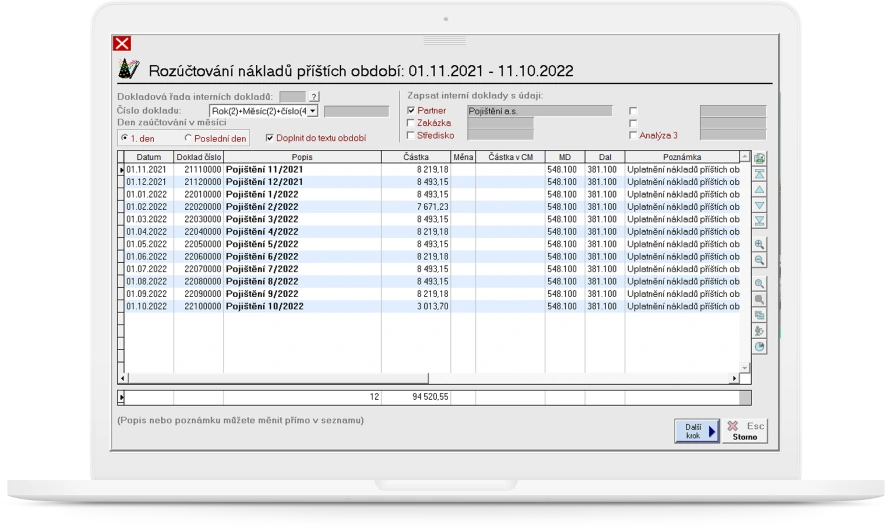 ERP systém Premier na notebooku
